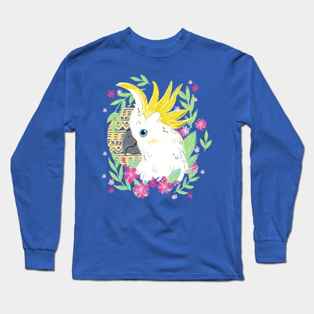 Sulphur Crested Cockatoo Long Sleeve T-Shirt by IllustratedActivist